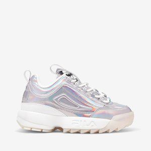 FILA Disruptor II Iri Women's Sz.8.5 Used Reflective Iridescent Silver Multi